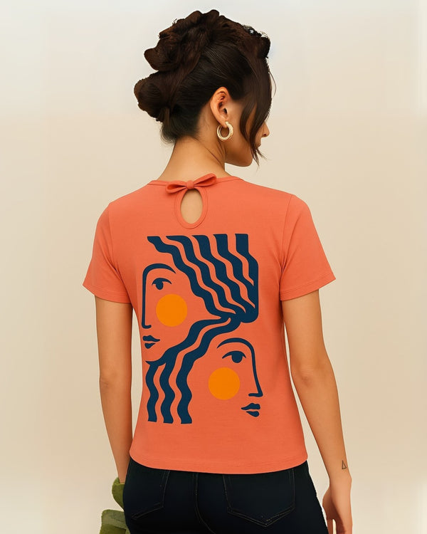 PPFL-0077 - Abstract Mode Printed Tee  - Women