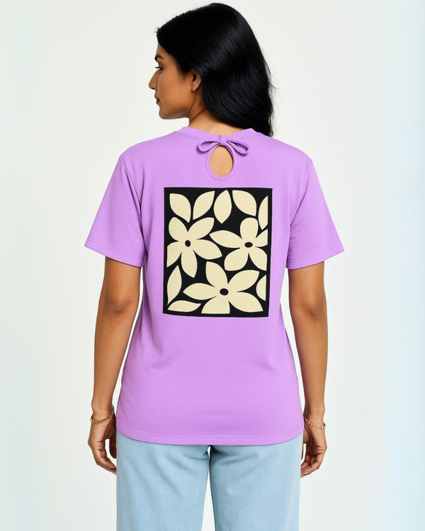 PPFL-0081 - Vilot Vibes LT Purple Printed Tee  - Women