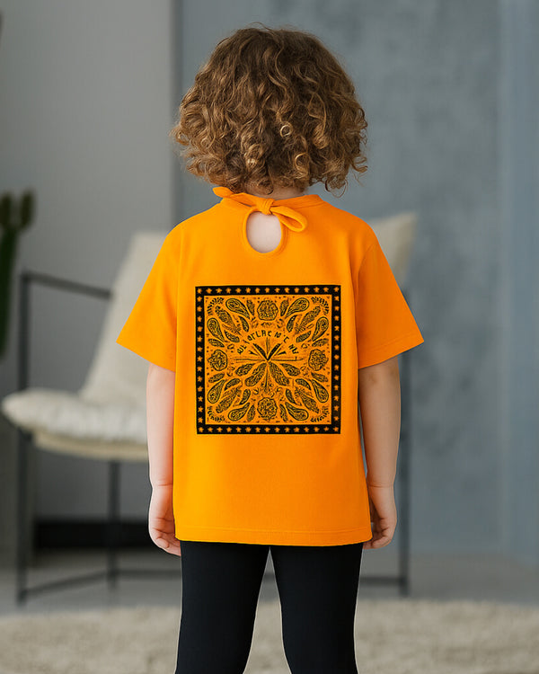 PPFL-0072 - Orange Maze Printed Tee - Juniors