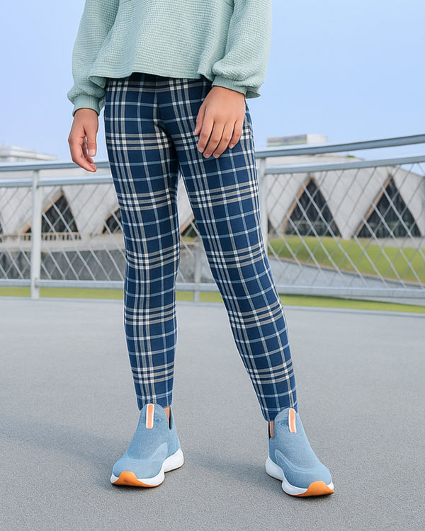 FGL - 0106 - Blue Check Girls Tights