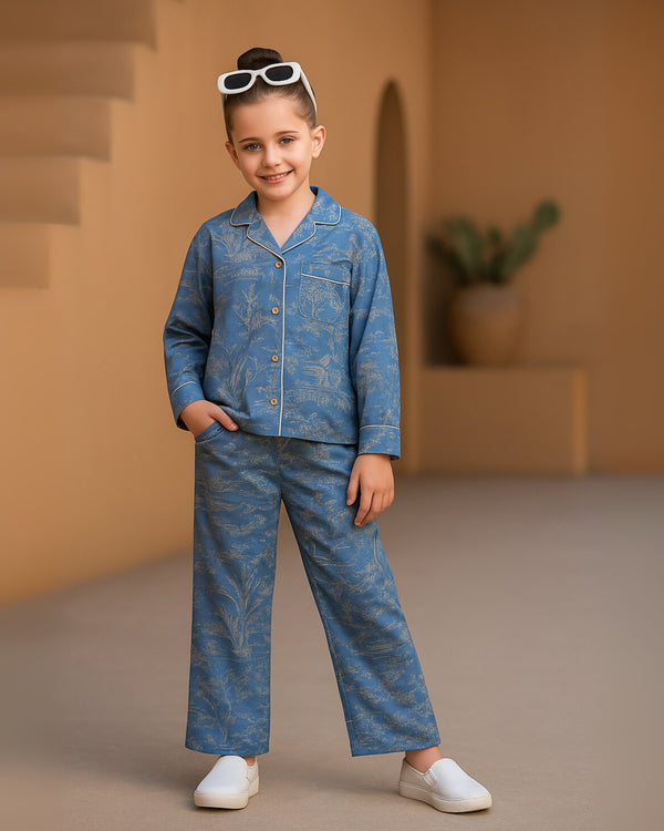 FPJS-00030 - Golden Teal PJ Set (Junior)