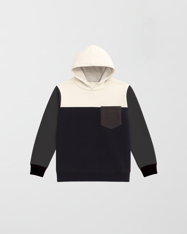 White & Black Pannel Hoodie