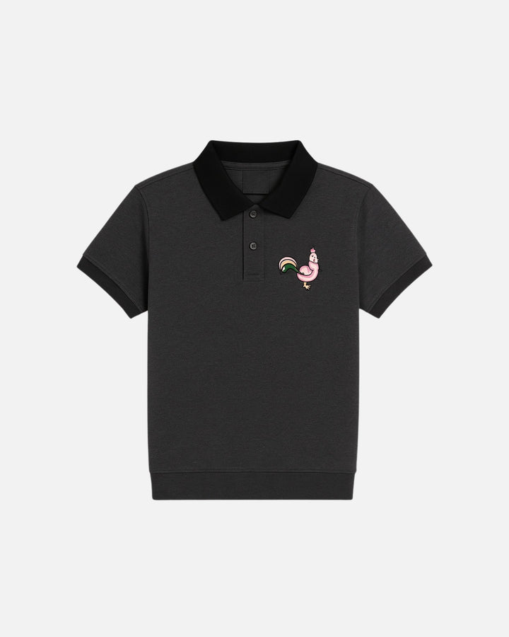 FGP - 00053 - Cocky Charcoal Flexy Polo - Girls - Foxyzz Apparel