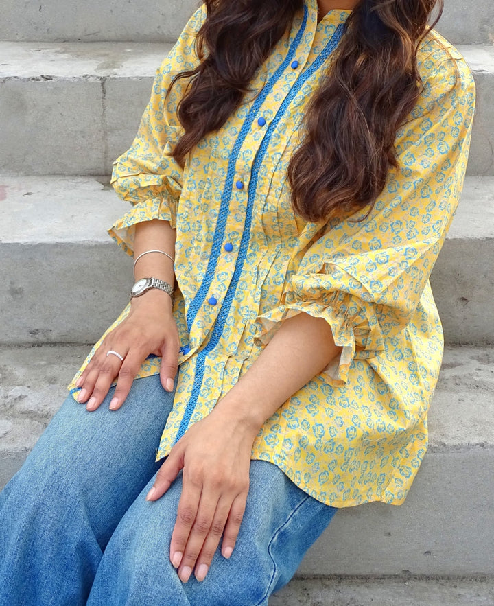 FLT - 0087 - Midnight Blue Rose Top - Foxyzz Apparel
