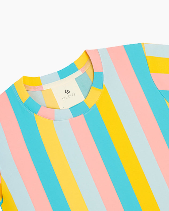 FRT - 00043 - Rainbow Striped Tee - Juniors - Foxyzz Apparel