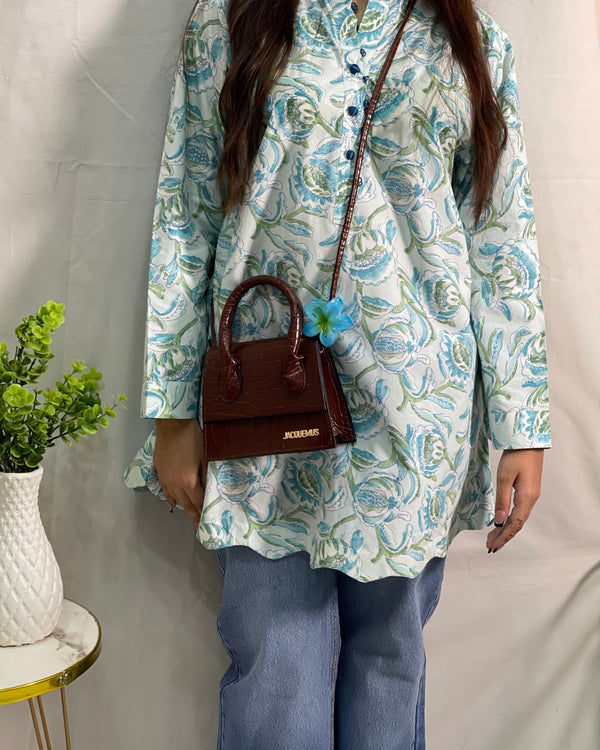 FWCT - 00123 - Aqua Bloom Top - Foxyzz Apparel