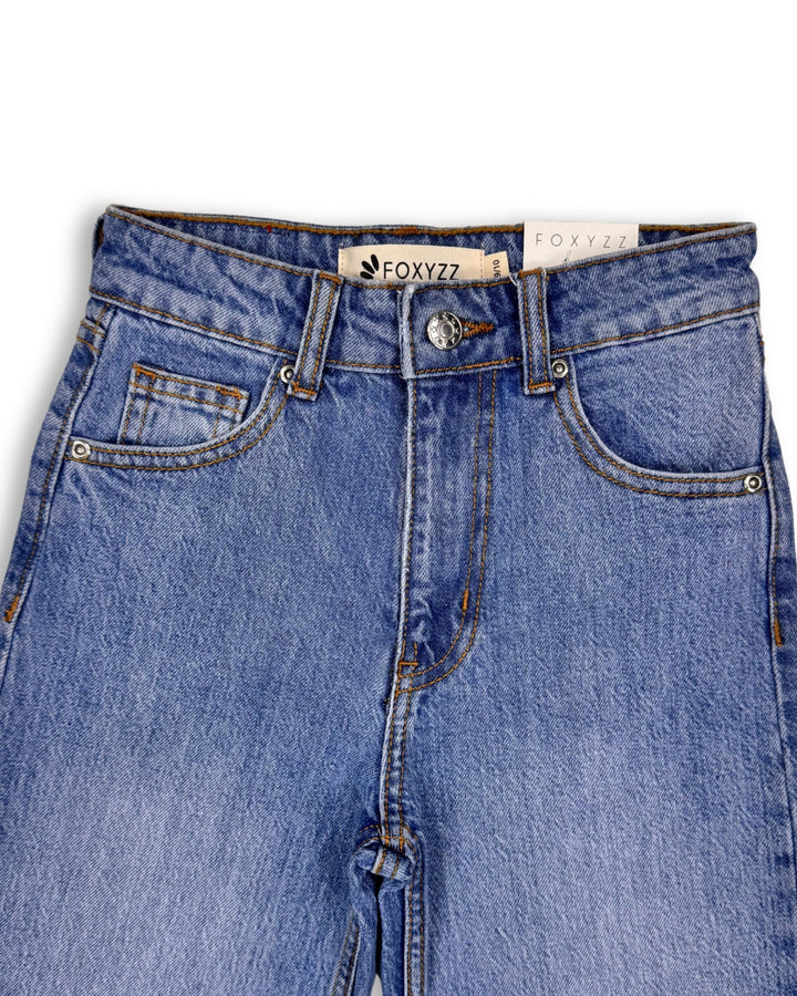 Mid Blue Straight Fit Jeans - Juniors - Foxyzz Apparel