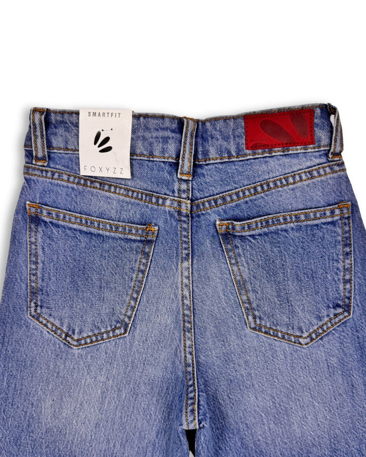 Mid Blue Straight Fit Jeans - Juniors - Foxyzz Apparel