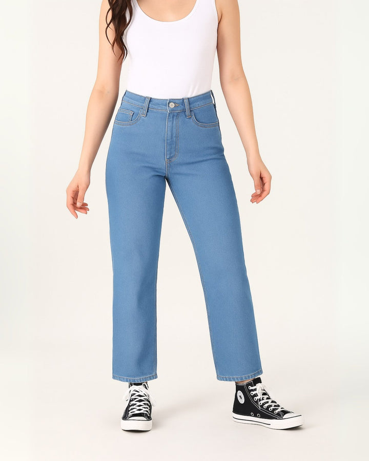 MOM Fit Jeans Ice Blue Jeans - Women - Foxyzz Apparel