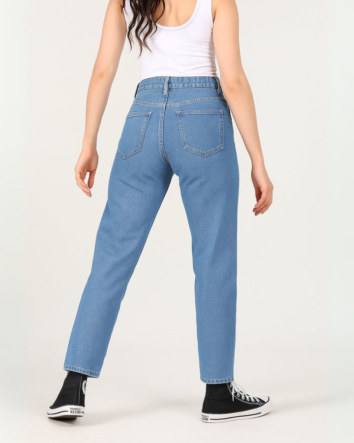 MOM Fit Jeans Ice Blue Jeans - Women - Foxyzz Apparel