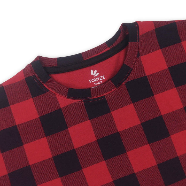 PDST - 00014 - Red & Black Check Tee (Juniors) - Foxyzz Apparel