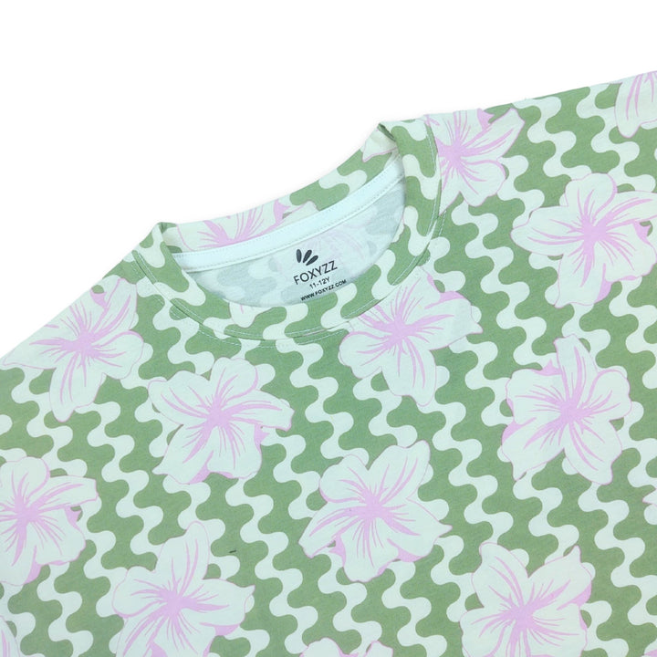 PDST - 00026 - Green Flower Tee (Juniors) - Foxyzz Apparel
