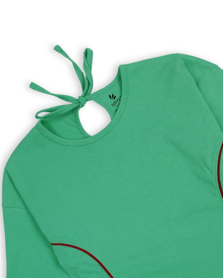 PPFL - 0068 - Light Green Red Flower Flexy - Juniors - Foxyzz Apparel