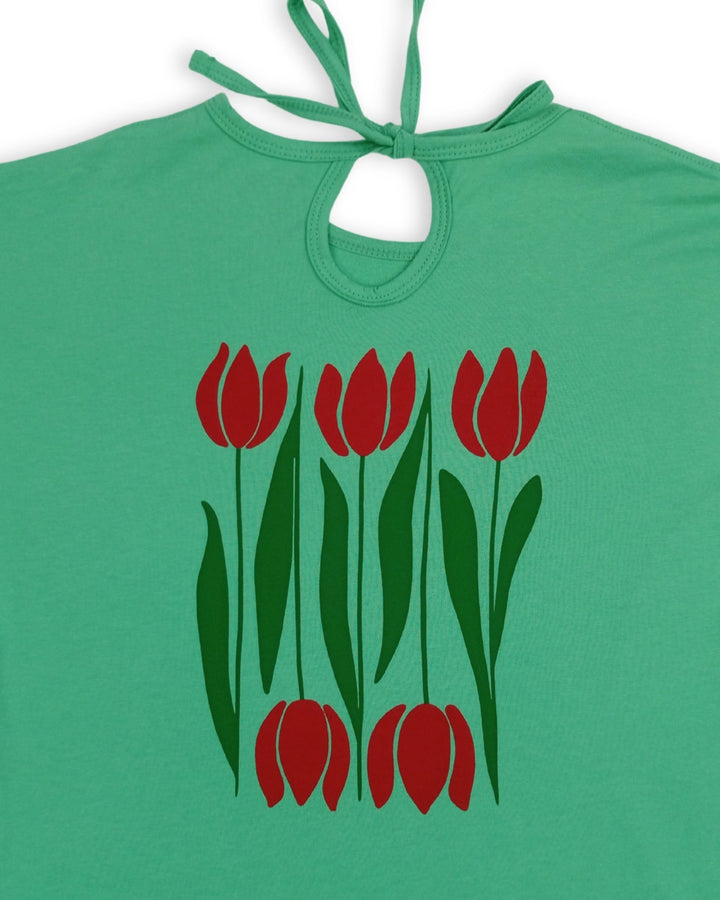 PPFL - 0068 - Light Green Red Flower Flexy - Juniors - Foxyzz Apparel