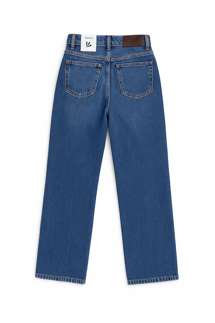 Straight Leg Mid Blue Jeans - Juniors - Foxyzz Apparel