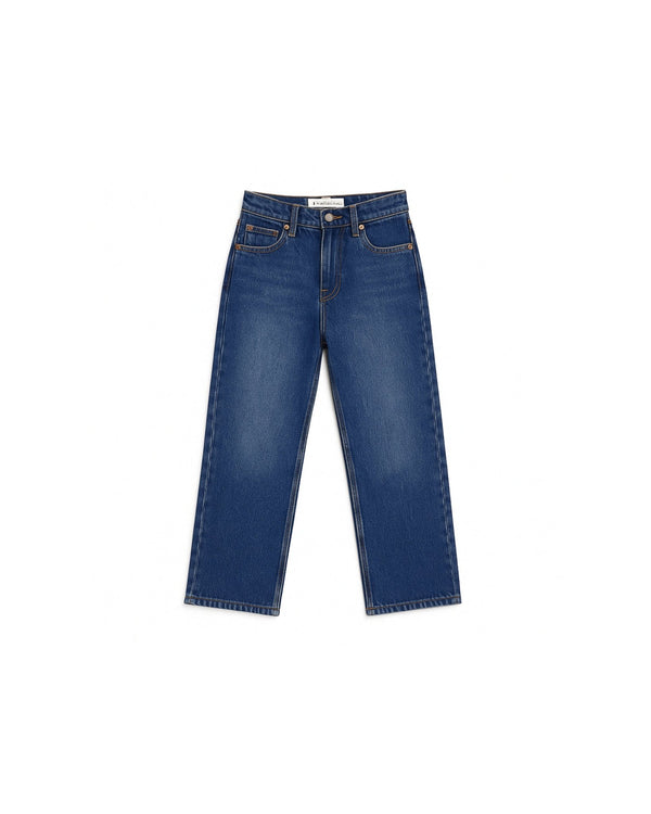 Straight Leg Mid Blue Jeans - Juniors - Foxyzz Apparel