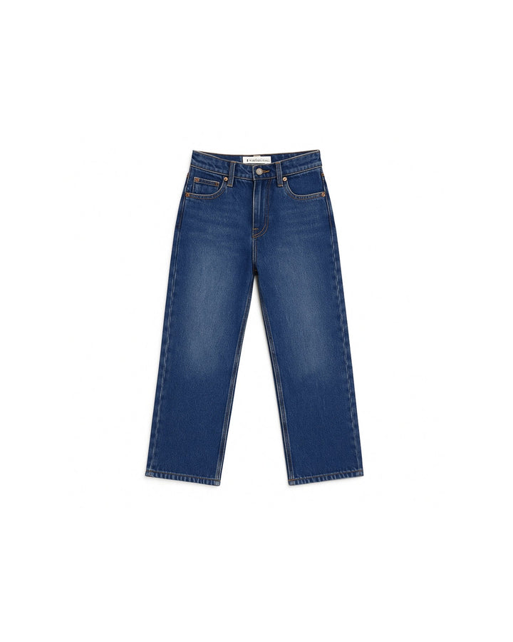 Straight Leg Mid Blue Jeans - Juniors - Foxyzz Apparel