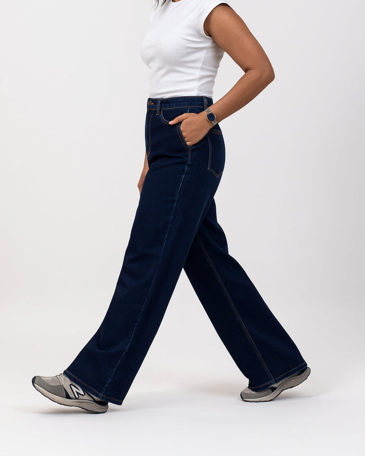 Wide Leg Dark Tint Jeans - Women - Foxyzz Apparel