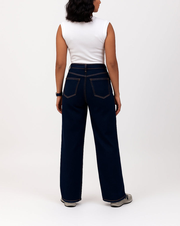 Wide Leg Dark Tint Jeans - Women - Foxyzz Apparel